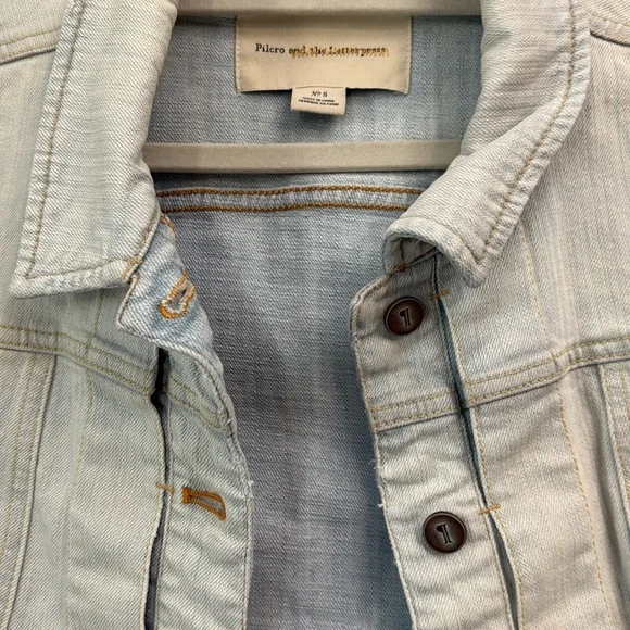 Anthropologie Women’s Pilcro and the Letterpress Light Wash Denim Vest Small - Picture 2 of 7